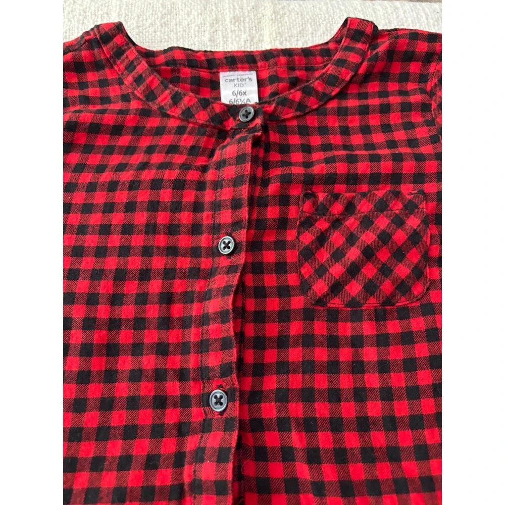 OshKosh & Carters Girls Red Plaid Holiday Dress Bundle Size 6 6X Lot of 2